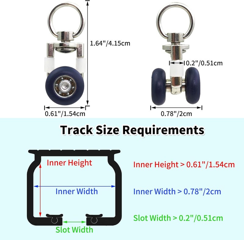 TSBSHum TSBS 15 Pack Ceiling Curtain Rollers, Sliding Track Gliders with Mute Wheel, Ideal for Ceiling, Wall, Room Divider, RV - Image 4